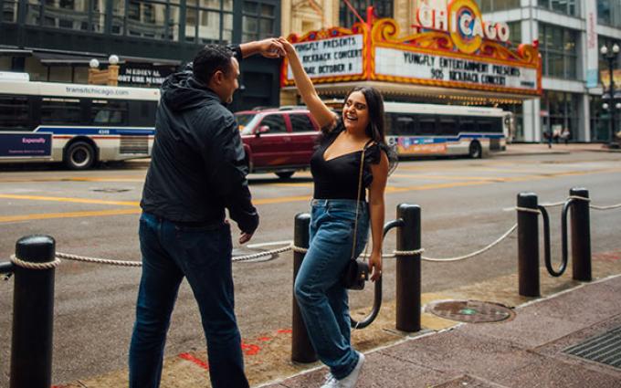 People on a street in Chicago